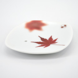 white square incense holder in ceramic dream maple leaf YUME MOMIJI