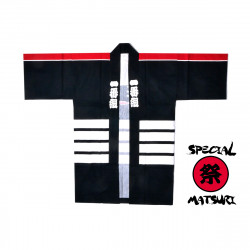 Japanese black traditional cotton haori jacket for matsuri festival ICHIBAN