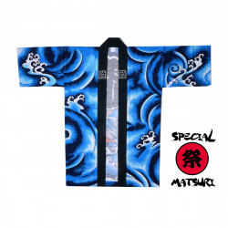 haori veste traditionnelle japonaise bleue en coton pour festival matsuri DRAGON