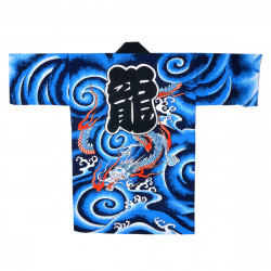 haori veste traditionnelle japonaise bleue en coton pour festival matsuri DRAGON