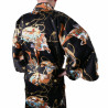 kimono yukata giapponese nero in cotone, SHONZUIRYÛ, samuraï