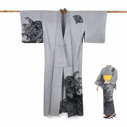 Japanese cotton prestige yukata for women NAMIZENSU black