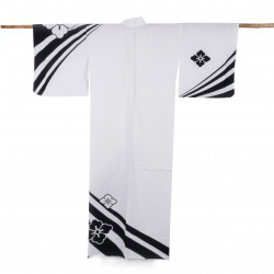 Yukata prestige en coton japonais pour femme KUROSHIBORI blanc