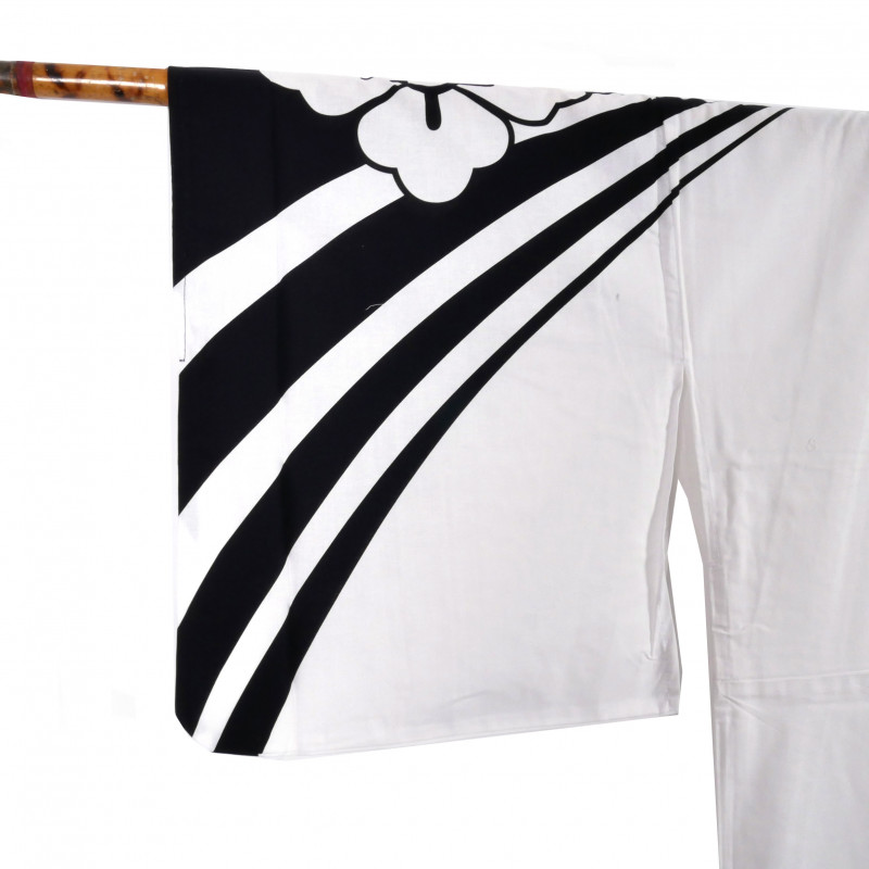 Japanese cotton prestige yukata for women KUROSHIBORI white