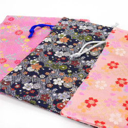 Japanese refillable bag 100% rayon 26.5x20cm, KINRAN, floral motifs