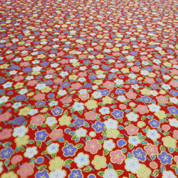 Red Japanese cotton fabric with flowers made in Japan width 110 cm x 1m