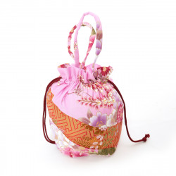 sac kimono style traditionnel japonais rose en coton polyester