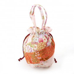 sac kimono style traditionnel japonais rose en coton polyester