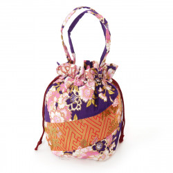 sac kimono style traditionnel japonais violet en coton polyester