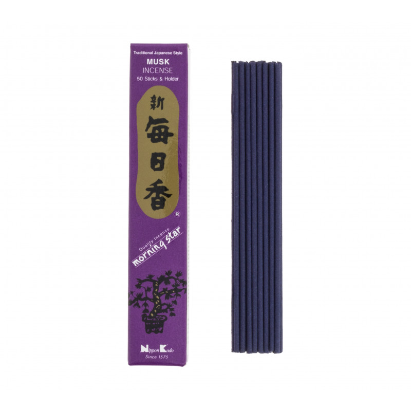 Box of 50 Japanese incense sticks, MORNINGSTAR, musk scent