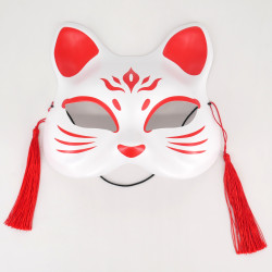 Masque japonais de chat rouge et blanc - NEKOMASUKU