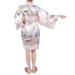 hanten traditional japanese pink kimono in polyester dynasty under the cherry blossom for women