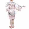Hanten traditioneller japanischer rosa Kimono in der Polyester-Dynastie unter der Kirschblüte für Frauen