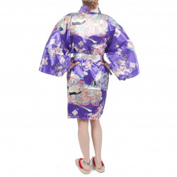 hanten kimono tradicional japonés morado en dinastía poliéster bajo la flor de cerezo para mujer