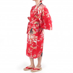 happi traditional Japanese red cotton cherry princess kimono for women