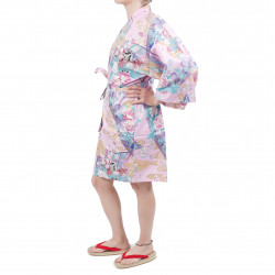 Hanten traditionelle japanische Kimono rosa Satin Baumwolle kleine Prinzessin für Frauen