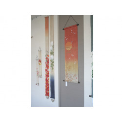 Fine Japanese tapestry in hemp, hand painted, MOMIJIGARI, Autumn leaves