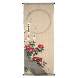 Hemp tapestry, hand painted, SUIEN TSUBAKI, Made in Japan