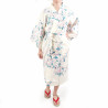 Happi traditionelle japanische weiße Baumwolle Kimono weiße Kirschblüten für Frauen