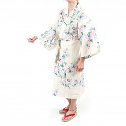 Happi traditionelle japanische weiße Baumwolle Kimono weiße Kirschblüten für Frauen