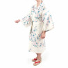 happi tradicional kimono de algodón blanco japonés flores de cerezo blancas para mujeres