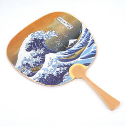 Piccolo fan giapponese non pieghevole uchiwa, NAMIFUJI, wave