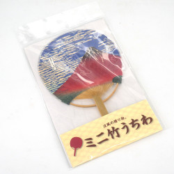 Petit Éventail japonais non pliant uchiwa en papier et bamboo motif mont fuji, MT FUJI, 17.5cm