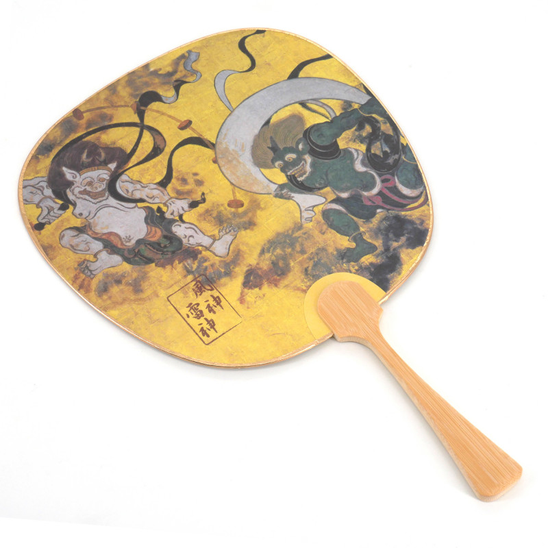 Small non-folding Japanese fan uchiwa, FUJIN RAIJIN