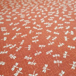 Japanischer rot Baumwollstoff mit Libellenmotiv, TOMBO, hergestellt in Japan Breite 112 cm x 1m