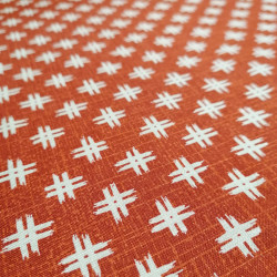 Japanischer rot Baumwollstoff mit Brunnenmotiv, IGETA, hergestellt in Japan Breite 112 cm x 1m