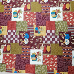 Japanese red cotton fabric with patchwork motif, PATCHIWAKU, made in Japan width 112 cm x 1m
