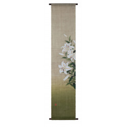 Japanese tapestry in hemp, hand painted, YAMAYURI