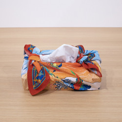 Japanese polyester furoshiki, NAMIKOI, orange