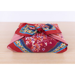 Furoshiki japonais en polyester, TEMARI, rouge