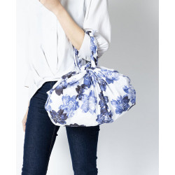 Japanese cotton furoshiki, INDIGO SAKURA, cherry blossom