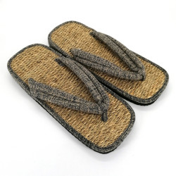 par de sandalias japonesas zori seagrass, DENIM, gris