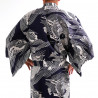 Japanese traditional blue navy cotton yukata kimono carp for men