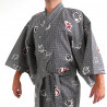 japanischer herren blau-grauer yukata – Kimono, KANJI