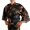 japanischer Herren yukata Kimono - schwarz, FUJIRYÛ, Drachen und Mount Fuji