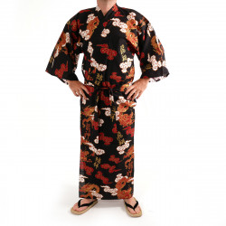 japanischer herren roter Yukata-Kimono, KUMORYÛ, Drachen, Wolken und Kanji