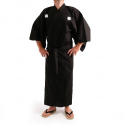 japanischer herren schwarzer kimono, AOI, Japanisches Wappen