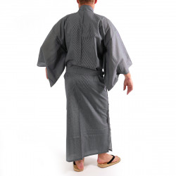 giapponese yukata kimono di cotone grigio-blu, 976Y, zero