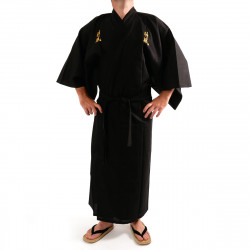 japanischer herren schwarzer kimono, KAMIKAZE, kanji