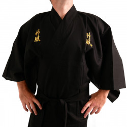 japanischer herren schwarzer kimono, KAMIKAZE, kanji