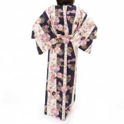 japanische Yukata Kimono blaue Baumwolle, GEISHA, blau