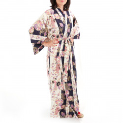 yukata japonés kimono algodón azul, GEISHA, azul