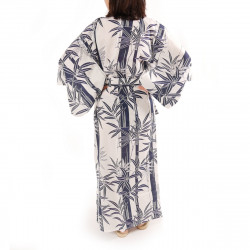 japanischer Yukata Kimono weiße Baumwolle, TAKE, Bambus