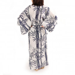 kimono yukata traditionnel japonais blanc en coton bambou pour femme