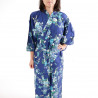 Japanese traditional blue kimono peony and cherry blossom for ladies