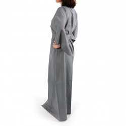 kimono giapponese yukata in cotone grigio blu, 976W, zero